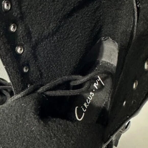 New Women’s Black Faux Leather Combat Boots with Shearling Lining Size: 6 - Picture 6 of 7